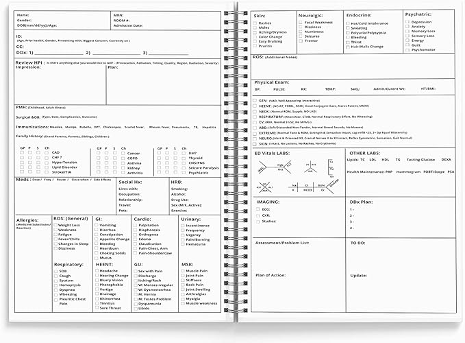 H&P Notebook, History and Physical Notepad for Students, Medical Practitioner, Nurses (Medical History and Physical Exam Notebook)- 100 Templates