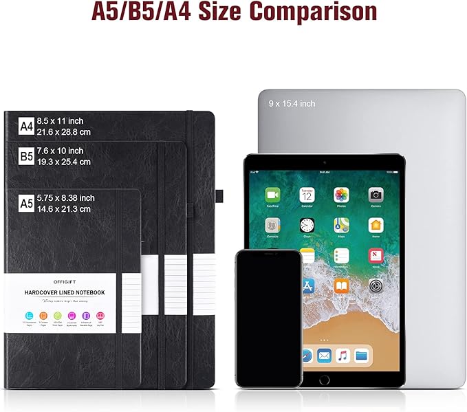 Lined Journal Notebook, Large A5 Hardcover Leather Journal, 312 Numbered Pages Work Notebook, 100gsm No Bleed Paper, College Ruled Notebook for Women Men School Office, 5.75" x 8.38", Burgundy