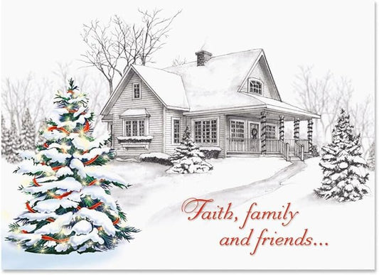 Current Winter Home Religious Christmas Cards with Envelopes - Set of 18 Large 5 x 7-Inch Folded Cards, Faith Holiday Greeting Card Value Pack