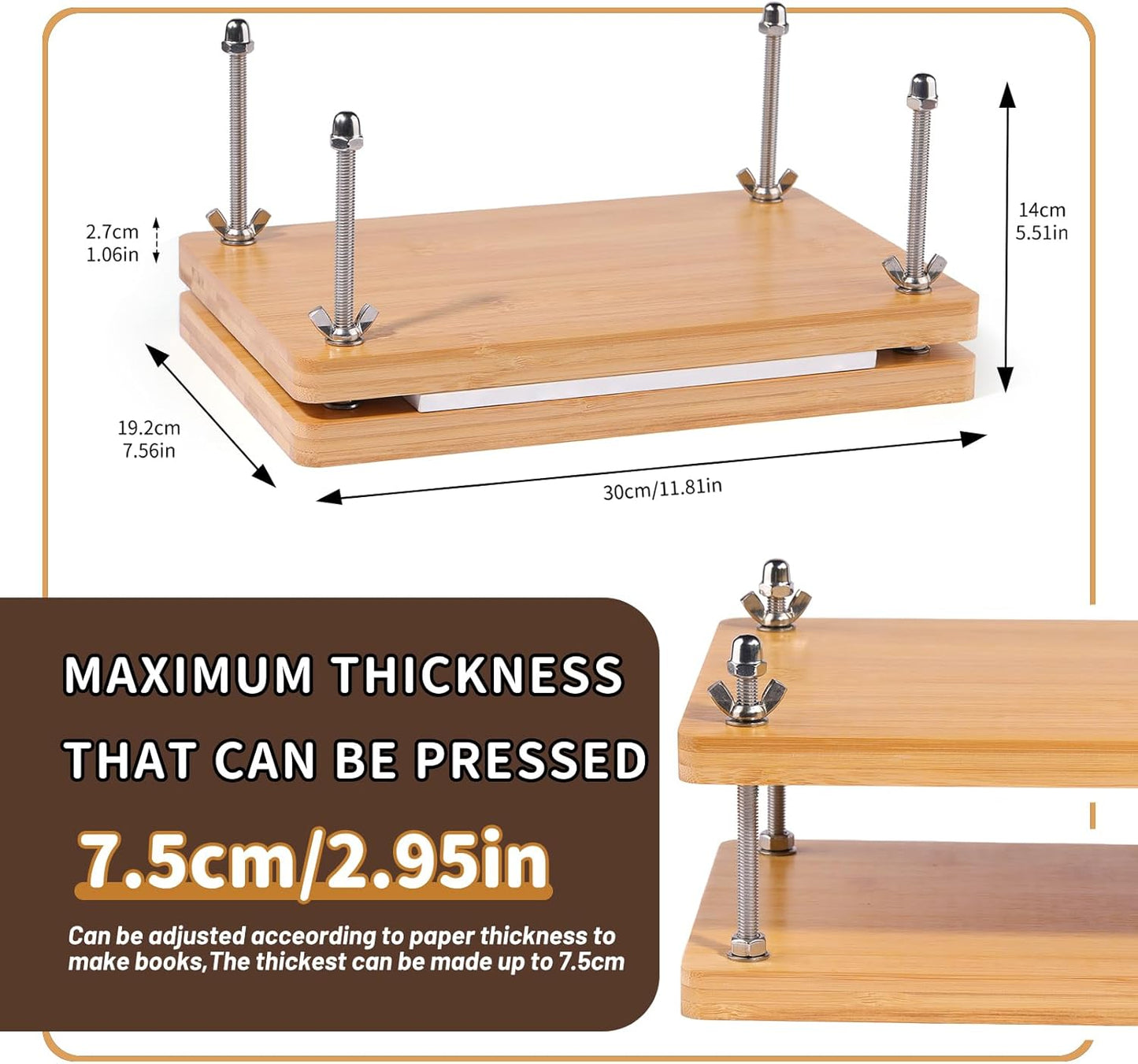 45 Pcs Book Binding Kits Bookbinding Kit Book Press 7.9”x11.6” with Book Binding Materials Bone Folder Tool Binding Cloth Webbing Strap and Storage Bag for Binding and Repair