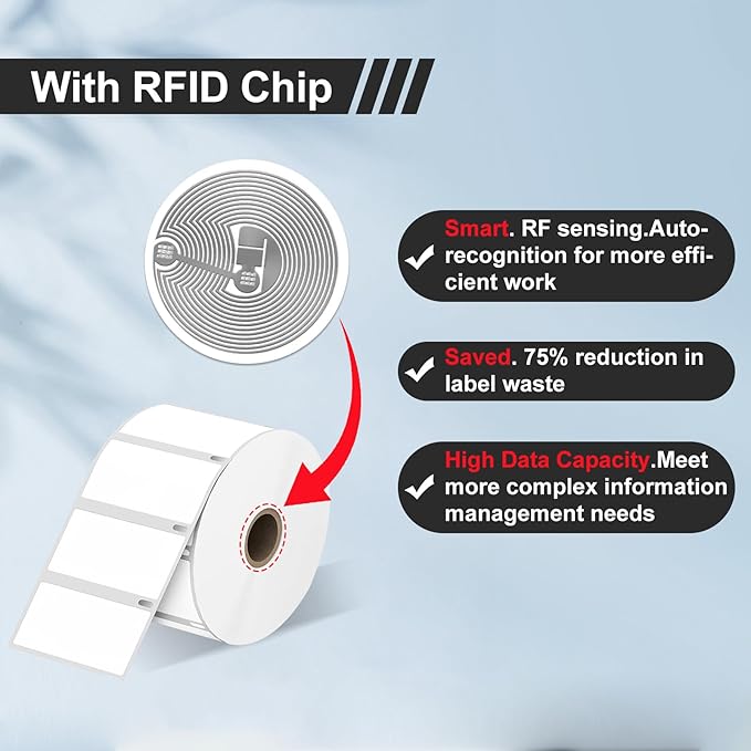 RGiNK for DYMO 550 Labels (30334 with RFID Chip) Multipurpose Barcode Labels (2-1/4" x 1-1/4"), Perforated, Compatible with DYMO Labelwriter 450 4XL 550&5XL 550 Turbo Printers [6 Rolls, 6000 Tags]