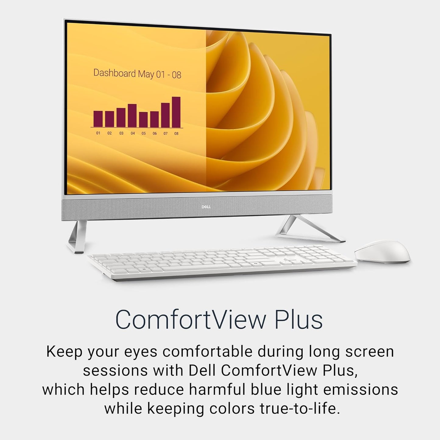 Dell 27 All-in-One Desktop ec27250-27-inch FHD (1920 x 1080) Display, Intel Core 7 Processor 150U, Intel Graphics, 16GB DDR5 RAM, 1TB SSD, Windows 11 Home, Onsite Service - White