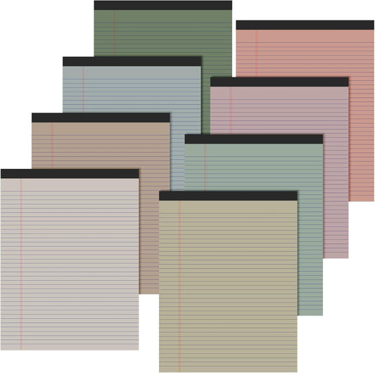 Fuutreo 8 Pcs 8.5'' x 11'' Colored Legal Pad Writing Pads Narrow Ruled 50 Sheets Per Notepad Perforated Writing Notepad Office Supplies for College Office Business (Pastel Color)