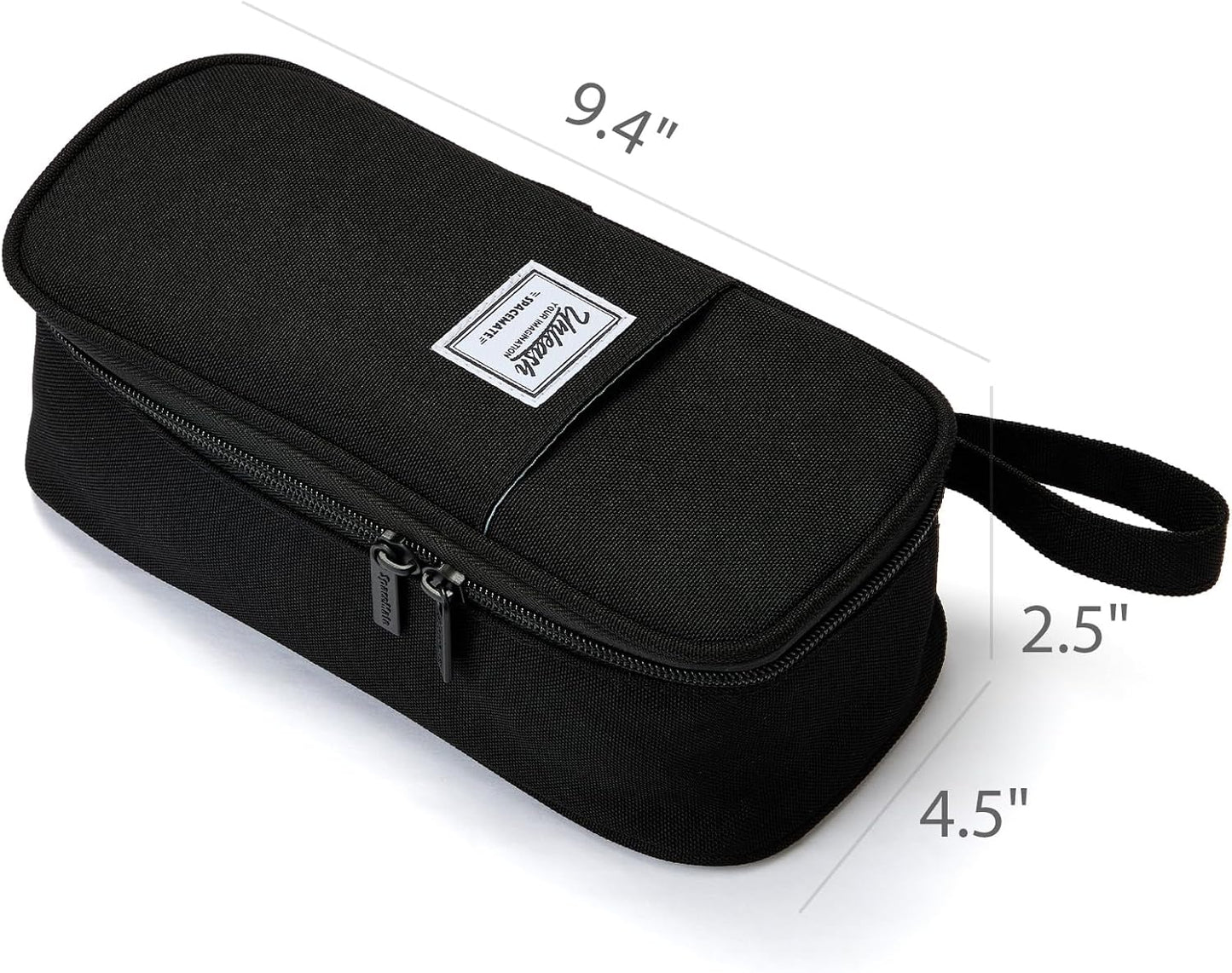 Pencil Case Pouch Box Bag School Supplies Girls Boys Kids, Cute Preppy Stuff Large Big Capacity Aesthetic Pen Organizer, Back to College Stationary, Black, Classic Stlye, 1800ml