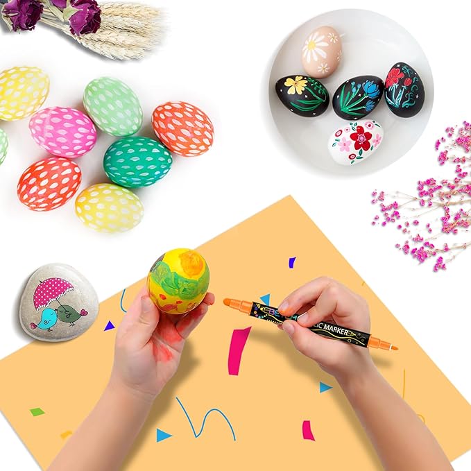 Betem 48 Colors Dual Tip Acrylic Paint Pens Markers, Premium Acrylic Paint Pens for Wood, Canvas, Stone, Rock Painting, Glass, Ceramic Surfaces, DIY Crafts Making Art Supplies