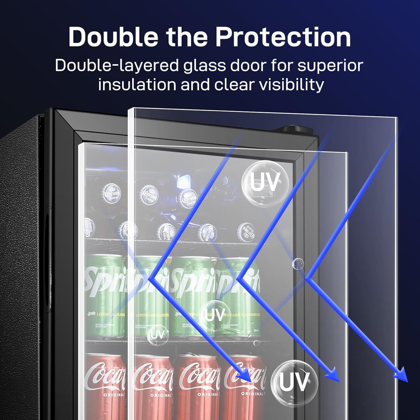 2.6 Cu.Ft Beverage Refrigerator and Cooler, Fridge with Tempered Glass Door, 126 Cans Wine Drink Beer Fridge for Office Bedroom Bar, 7 Level Temperatures, Adjustable Shelves