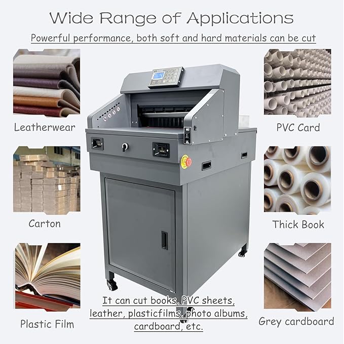 INTSUPERMAI Electric Paper Cutter Heavy Duty Paper Trimmers Guillotine Max. 490 mm /19.29 inch Cutting Length Digital Numerical Control Commercial Paper Stack Cutter Trimmer for Paper Cutting 110V