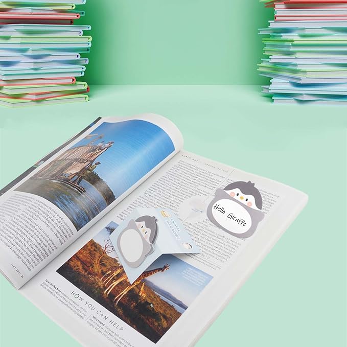 8 Packs Kawaii Penguin Sticky Notes, Aesthetic Sticky Notes Set, Cartoon Inspirational Sticky Notes, Animals Shape Markers, Cute Anime Sticky Note Tabs for Office School Creative Gifts