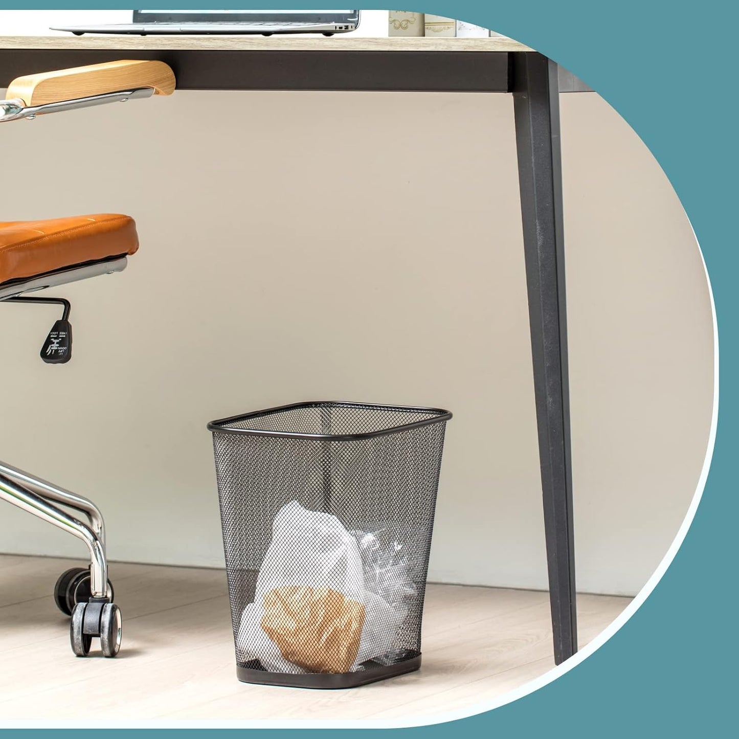 6 Pieces Mesh Square Trash Cans 4 Gallons Wire Wastebasket for Home Black Metal Office Garbage Cans Rectangular Open Top Trash Bin for Kitchen Bathroom Bedroom Dorm Room, 11.7 x 8.5 x 11.8 Inch