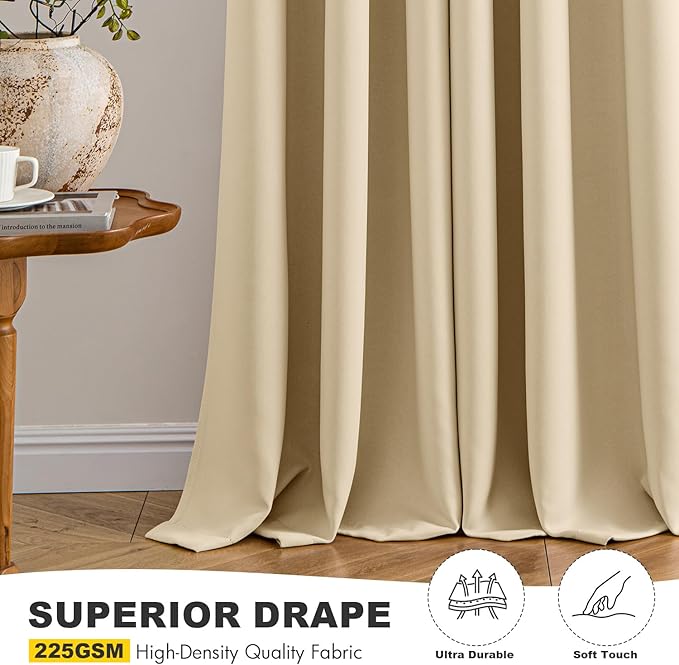 MIULEE Short Curtains for Windows - Cream Beige Blackout Half Window Curtains Thermal Insulated Privacy Drapes for Kitchen Bedroom Bathroom Grommet Top Small Basement Tiers W40 x L36 Inch 2 Panels