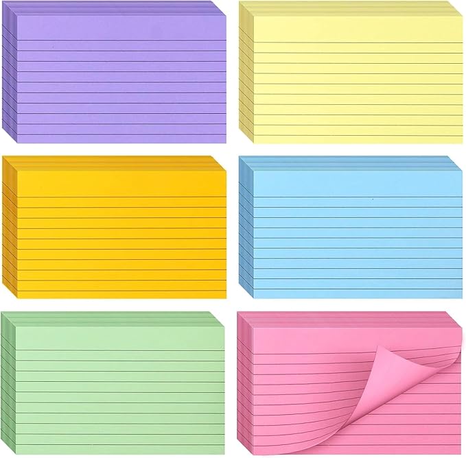 Bignc 600 Sheets Index Cards Colored, 3 X 5 Inch Ruled Color Note Cards for School, Home & Office, Multi Colors Flashcards, Colorful Notecards,Pink Index Card Ruled, Purple Lined Flash Cards