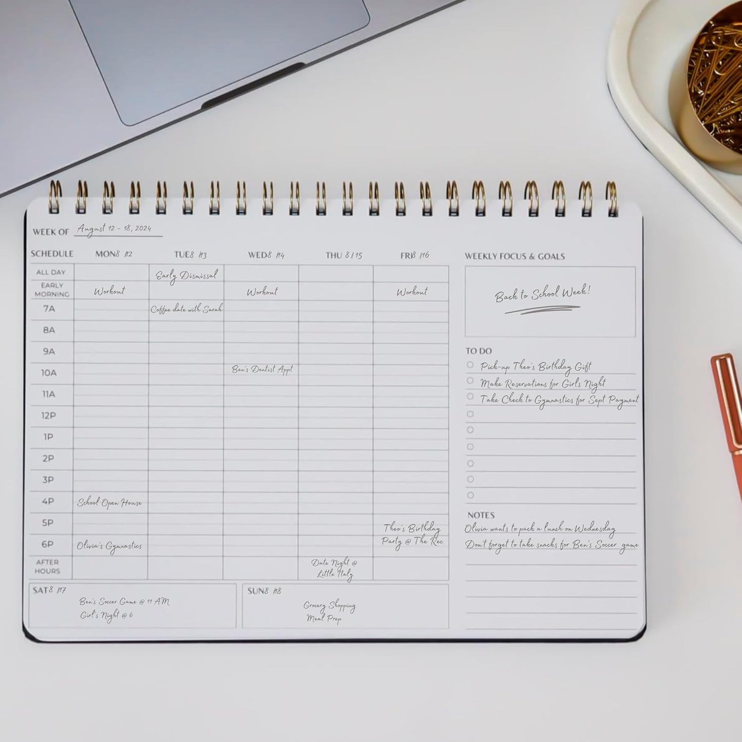 Undated Weekly Schedule | Business Planner | 8.25” x 11.75” ADHD Organizer | Premium Multi-Layout Schedule | Black | Landscape Layout