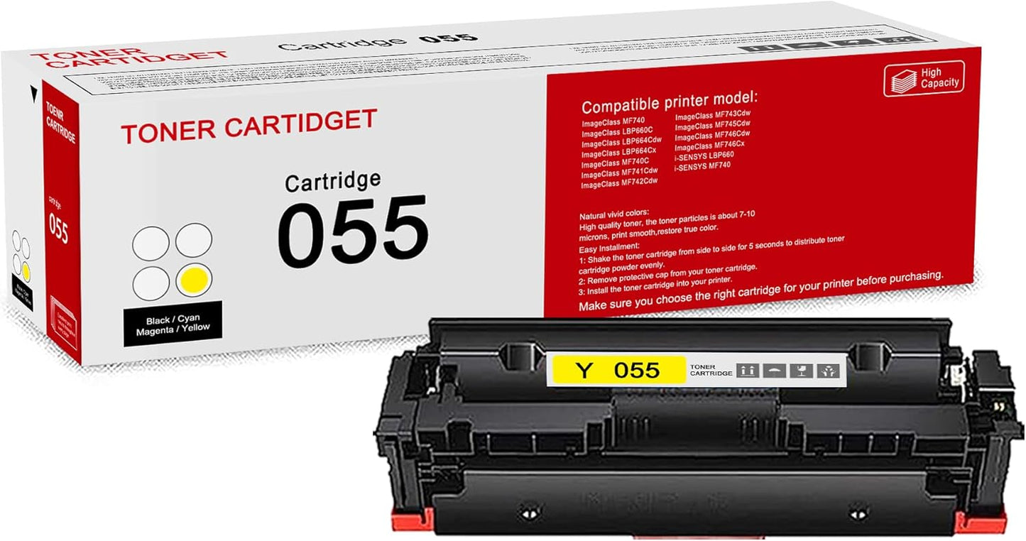 1 Pack 055 3013C001 Yellow Whit chip Toner Cartridge: Compatible CRG 055 3013C001 Replacement for Canon Color ImageClass MF740 LBP660C LBP664Cdw MF740C MF745Cdw i-SENSYS LBP660 MF740 Printer
