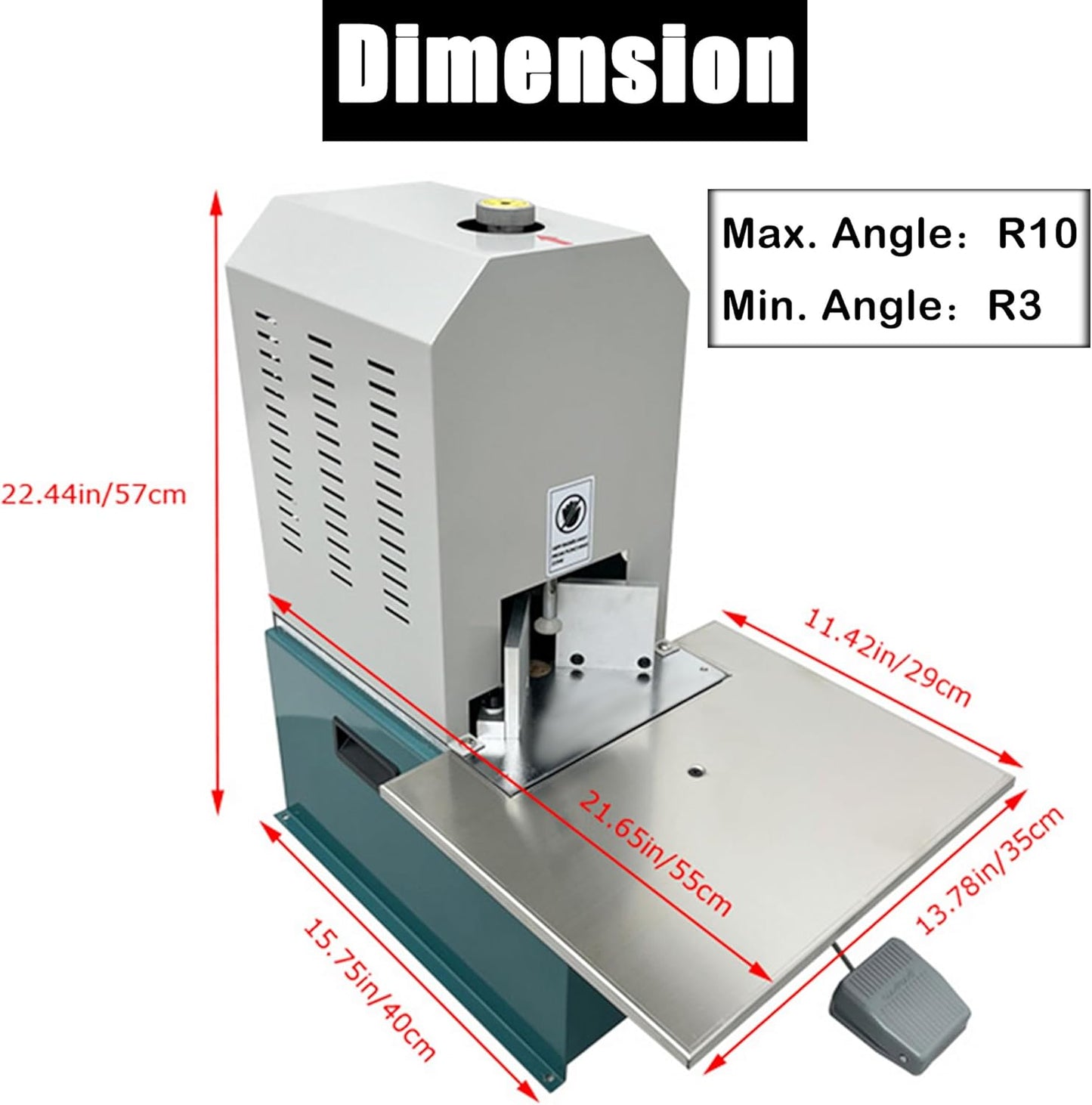 Electric Corner Rounder Desktop Paper Corner Rounding Cutter with Paper Drawer Foot Pedal Switch Semi-Automatic Book Fillet Cutter Machine Cutting Angle R3-R10 7PCS Cutting Dies 110V