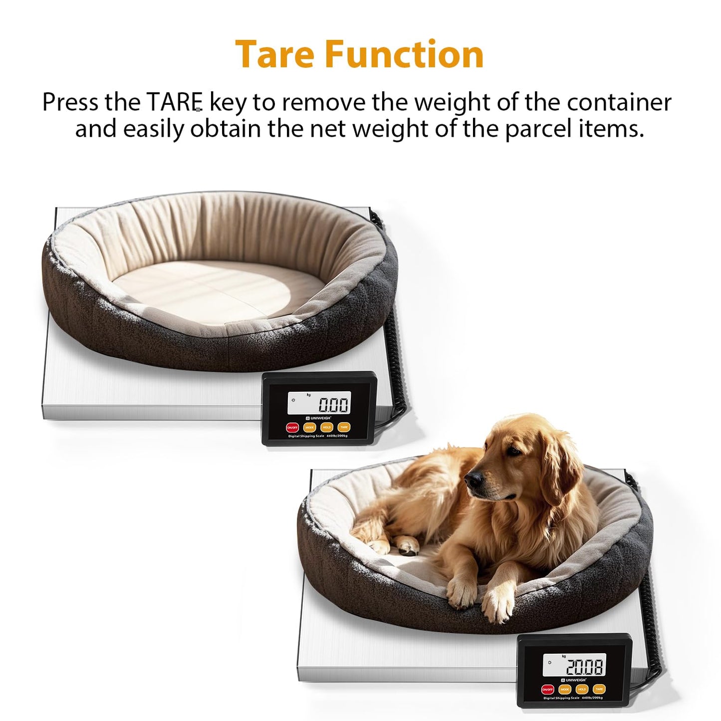 Digital Postal Scale,440lb x 10g Accuracy Shipping Scale,Stainless Steel Platforms,Heavy Duty Scale with LCD/Hold/Tare Functions,Postage Scale for Packages,Luggage Scale,Battery&USB Included