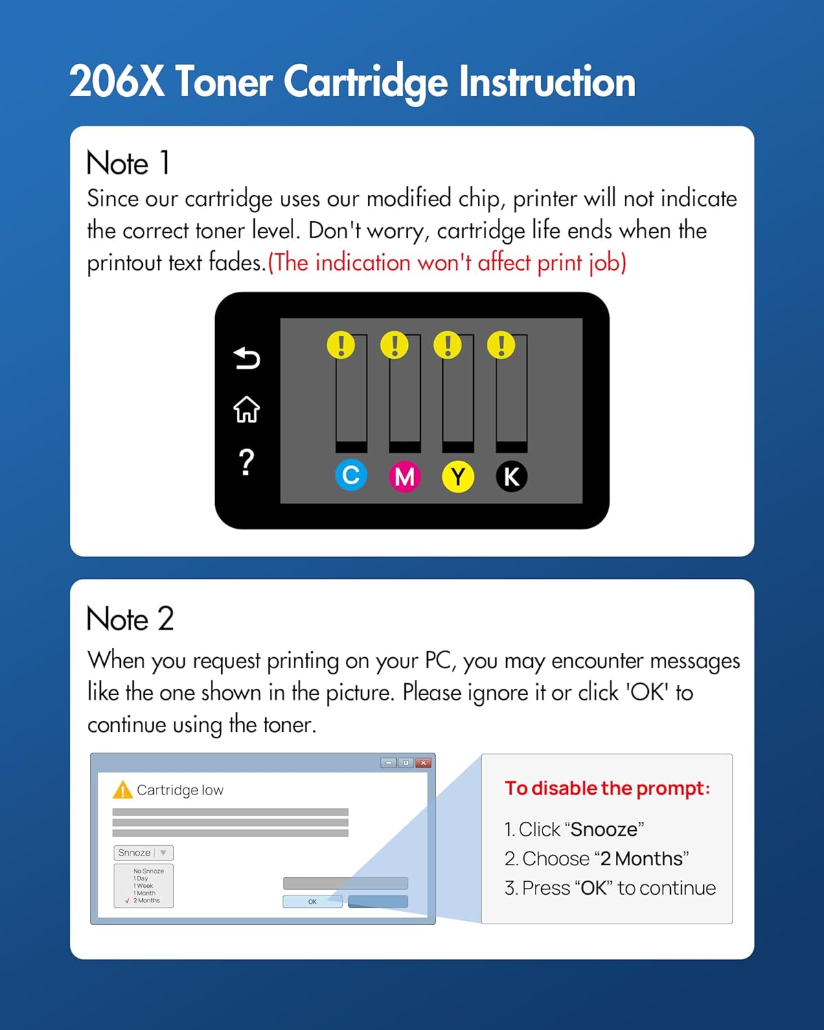 206X Toner Cartridges 4 PackReplacement for HP 206A 206X Toner Cartridges 4 Pack High Yeild Set Compatible with HP Color Laserjet MFP M283fdw M283cdw M255dw M283 M255 Printer Series(with Chip)