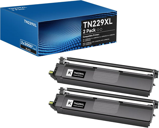 TN229XL Black Toner Cartridges High Yield Compatible for Brother TN229XL TN229 Toner Cartridges for Brother MFC-L3720CDW MFC-L3780CDW HL-L3280CDW HL-L3220CDW HL-L3300CDW HL-L3295CDW Printer(BK,2 Pack)