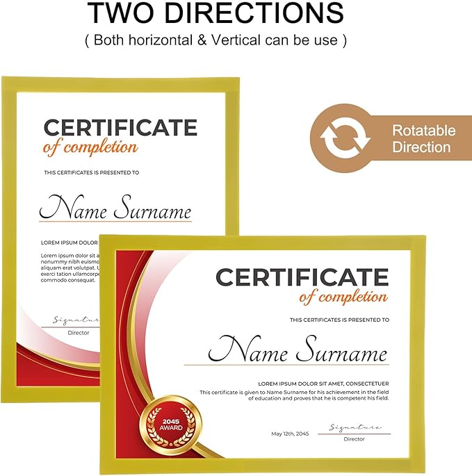 uxcell 6 Pcs Magnetic Sign Holder, 8.3" x 11.7" Self-Adhesive Magnetic Wall Signs Holder Magnetic Picture Frame Document Holder for Home Office Wall Window Displays, Yellow