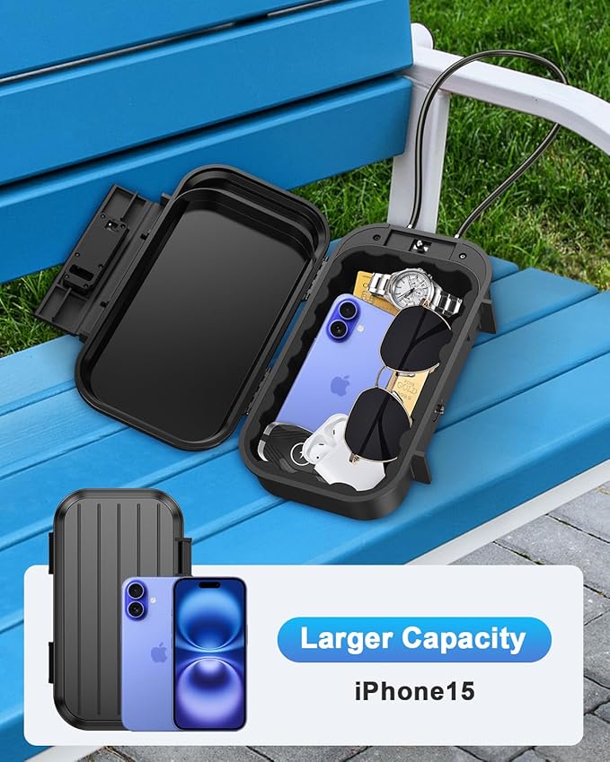 Portable Lock Box, Temracha 4-Digit Combination Lock Box for Travel, Anti-Theft Small Safe Box with Removable Chain, Personal Cash Box for Gym, Hotel, Dorm, Travel