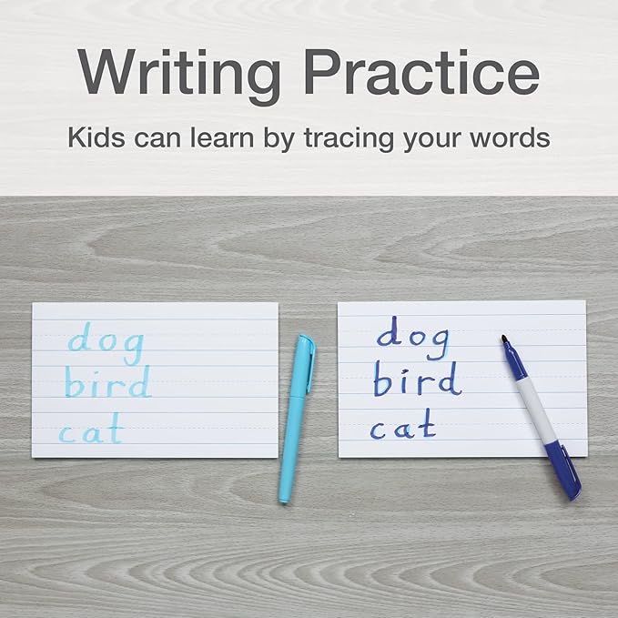 Oxford Primary Ruled Index Cards, 5 x 8 Inches, White, Lined on Front, Blank on Back, Kids Handwriting Practice Cards, Pre-K, K-2, 100 Count (46002)