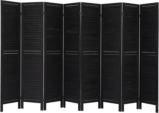 NicBex 8 Panel Room Divider,5.6FT Wood Room Dividers,Folding Privacy Screens Portable Freestanding Partition Wall Dividers for Room Separation,Home Bedroom Office,Black