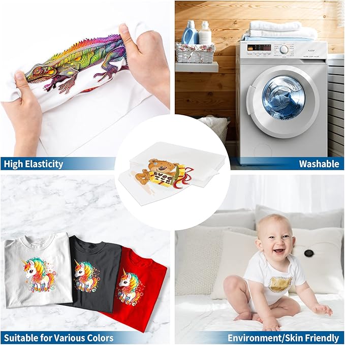 JOYCUT DTF Transfer Film - A4（8.3"×11.7"）100 Sheets Double-Sided Matte Finish, DTF Film for Sublimation and DTF Inkjet Printer, Direct to Film Transfer Paper for T-Shirts