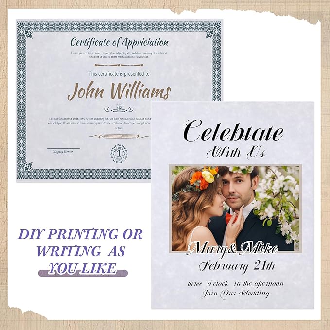 Epakh 200 Pcs Old Age Parchment Paper 8.5 x 11 Inch Standard Letter Vintage Colored Old Parchment Semblance Double Side Printing Paper (Light Purple)