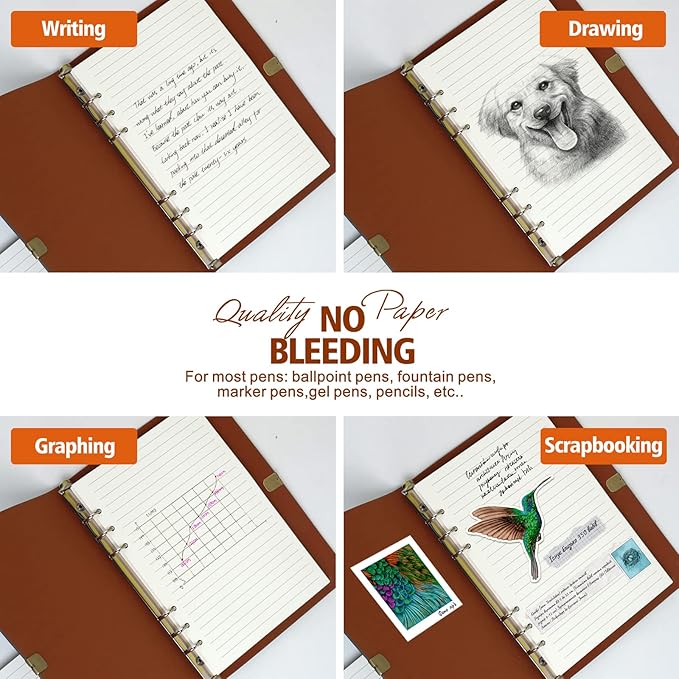 A5 Refill Paper, A5 Loose Leaf Binder Paper for A5 Binder, A5 Planner Inserts, A5 Lined Paper Refill, 6 Ring A5 Paper Refill for A5 Binder Refillable Notebook Journal, 140 Sheets/280 Pages