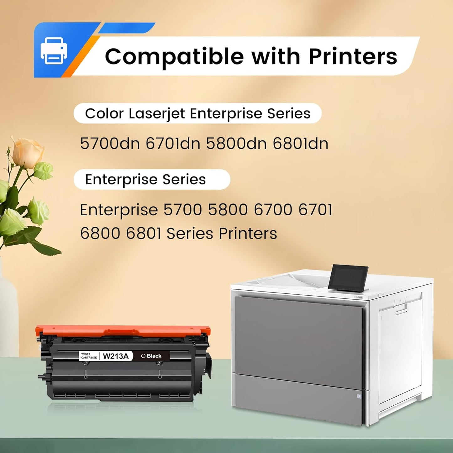 Compatible 213A W2130A Black Toner Cartridge Replacement for HP 213 A 213Y 213X W2130A Toner Work for 5700 6700 6701 MFP 5800 MFP 6800 MFP 6801 Printers (1-Pack, Black)