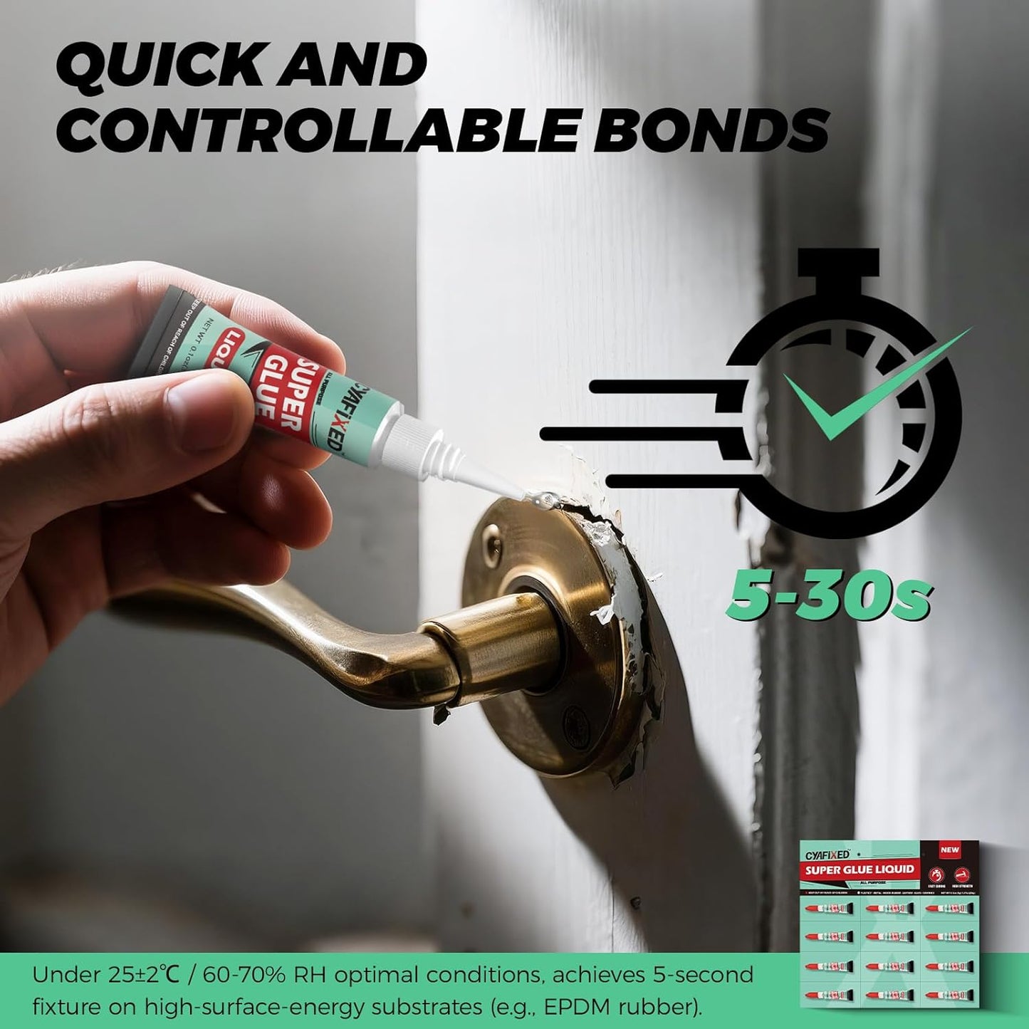 Super Glue Liquid, Instant Adhesive, Multipack Cyanoacrylate Strong Clear Glue for Shoe Sole Repair Ceramic Plastic Metal Wood Pottery Leather Aquarium Glass Rubber, Strong Bonding