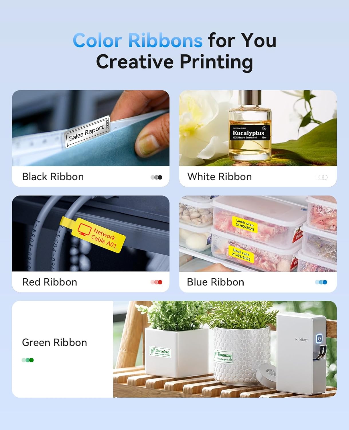 NIIMBOT N1 Label Maker with Tape, Portable Bluetooth Label Printer Support Color Printing, Mini Sticker Labeler Rechargeable for Home Office Small Business Outdoor Storage, White