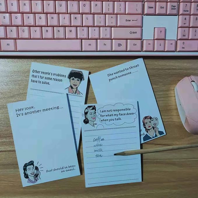DUGUTUL 4 Funny Novelty Memo Pads,4 x 5.5 in(10x14cm),200 sheets,Coworker Gifts for Women,Funny Notepads for Office,Women Office Note Pad,Perfect Novelty gift for Boss,Coworker,Friend or Family(A)