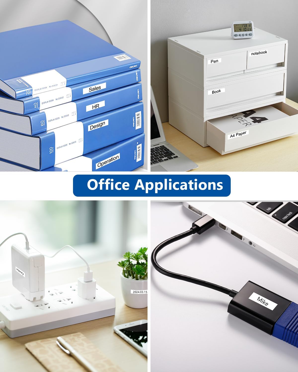 50-Pack TZe TZ Tape 12mm 0.47 Inch Laminated Black on White 1/2" Compatible for P Touch Label Tape Refills for Ptouch PT-P710BT H110 D210 D220 D400 D600 PTH110 Label Maker