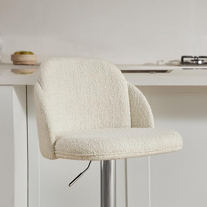 CHITA Adjustable Bar Stools Set of 3, Swivel Counter Height Stools with Stainless Steel Base for Bar, Kitchen Island, Dining Room, Silver