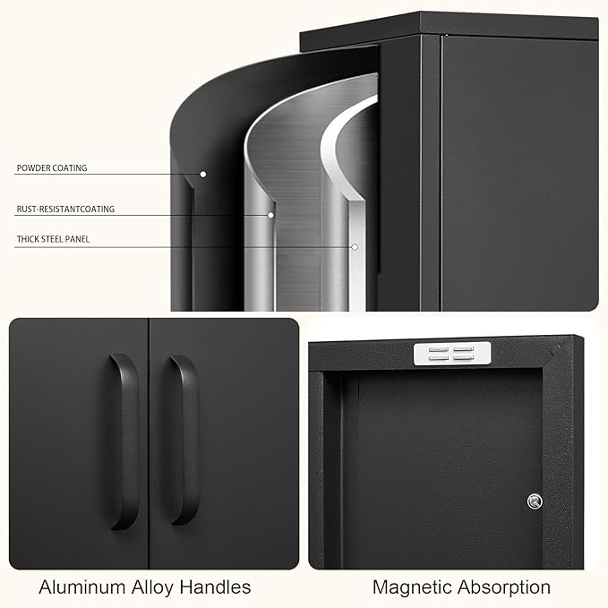 Metal Storage Cabinet,Metal Cabinet with Adjustable Shelves, 2 Door Locker Cabinets with Doors,Accent Cabinets for Living Room,School,Office