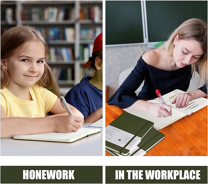 Lined Journal Notebook, (Olive Green), 160 Pages, Medium 5.7 inches x 8 inches - 100 gsm Thick Paper, Hardcover