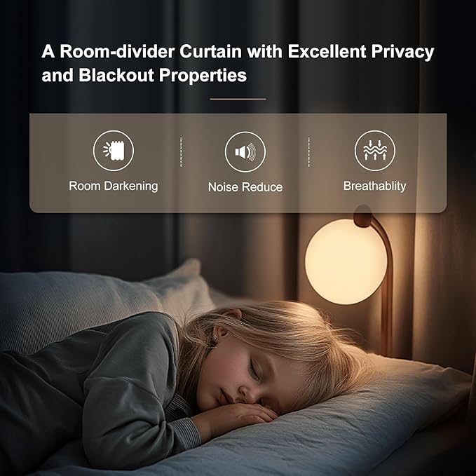 Room Divider Curtains & Flexible Bendable Tracks Set,Privacy Dividers Ceiling Track Curtain Window Blackout Curtains for Living Room Bedroom (W150 × H96 in 1 Panel Black Drape & White Rail)