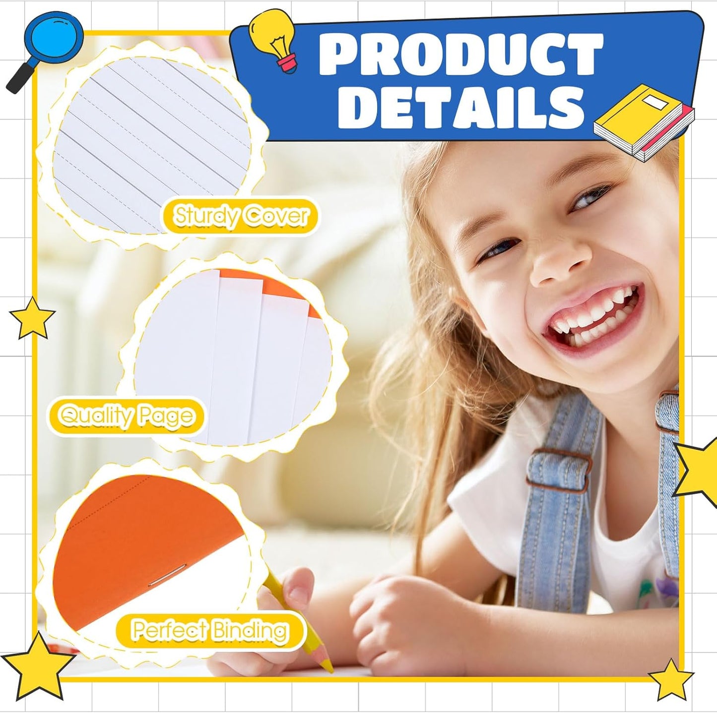 Henoyso 72 Pcs Primary Composition Notebook K-2 9 3/4 x 7 1/2 Inch Primary Journal, Back to School Supplies, Bulk Blank Writing Book for Kid to Write Draw Journal 60 Page Notebooks (Colorful)