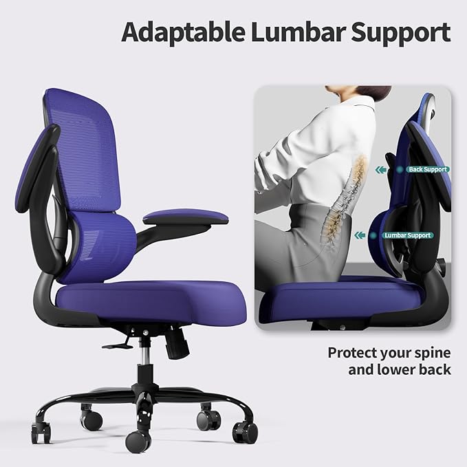 Office Chair - Ergonomic Desk Chair with Adjustable Lumbar Support, Mesh Computer Chair, Executive Chair for Home Office Comfortable Lumbar Support (Violet)