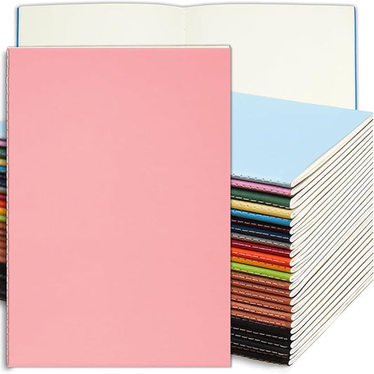 24 Pack Blank Books for Kids - 5.5"x 8.3", 60 Pages - Small Journals Bulk, Girls Notebooks for Drawing & Writing, Sketchbooks w/Colorful Soft Cover, Unlined Paper, A5 Travel Size