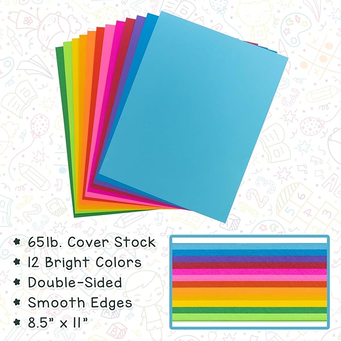 Hygloss Purple Bright Colored Cardstock - 8.5x11-Inch, 90 Sheets, 65 lb/ 176 gsm, Fade-Resistant, Acid-Free Color Card Stock Paper