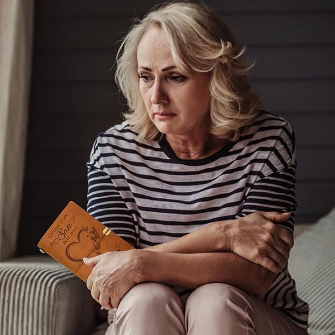 Vetbuosa Letter to Son in Heaven Leather Journal,Memorial Gifts for Loss of Son,Loss of Son Sympathy Gifts,Bereavement Gift Idea,In Memory of Loved One Gifts