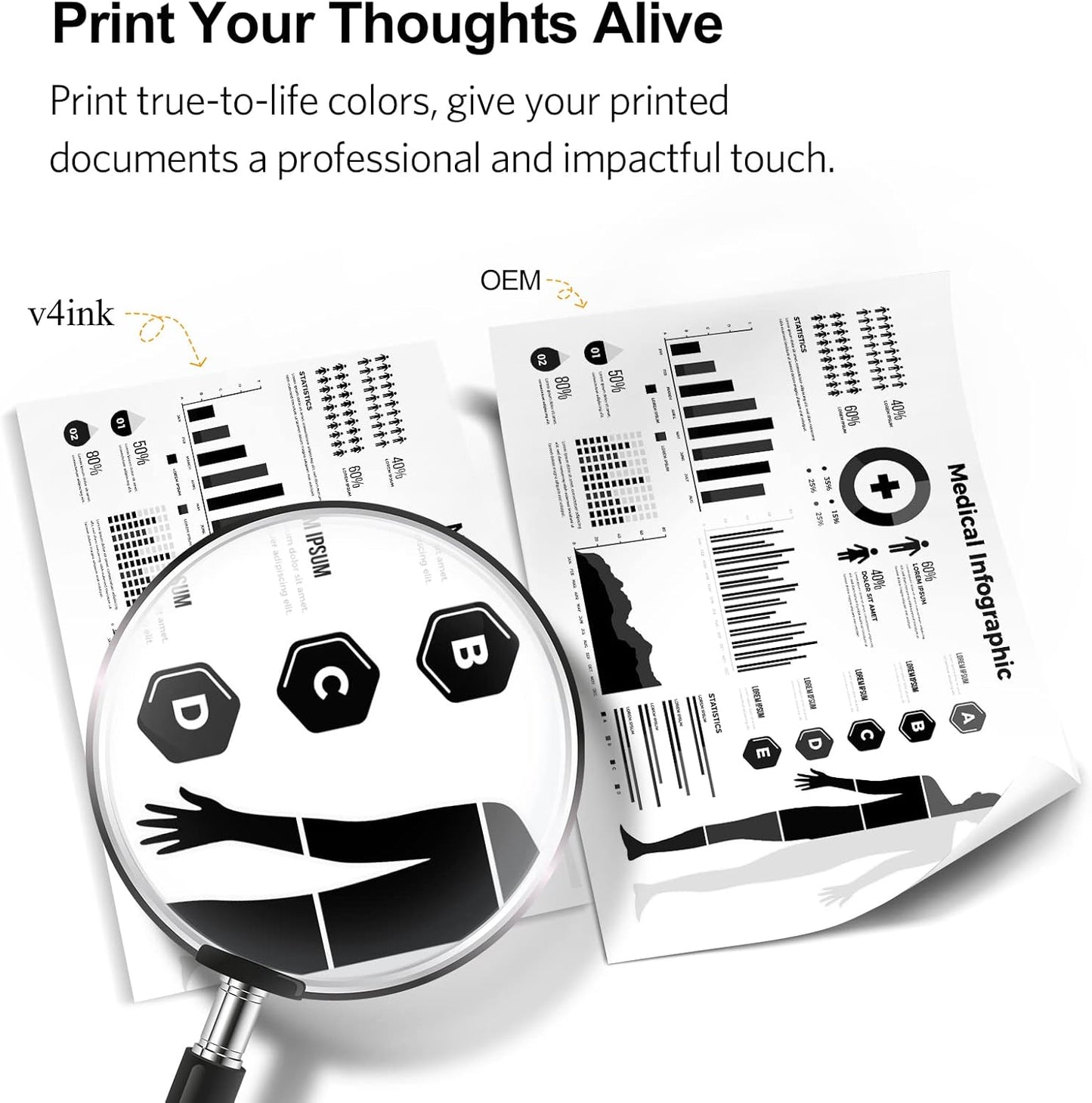 v4ink 4PK Compatible TN760 Toner Replacement for Brother TN760 TN-760 TN730 TN770 Toner Cartridge for Brother HL-L2350DW HL-L2390DW HL-L2395DW HL-L2370DW MFC-L2710DW MFC-L2750DW DCP-L2550DW Printer