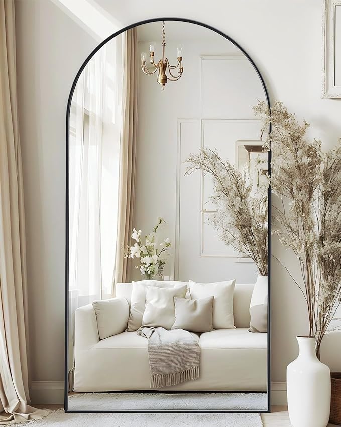 Antok Full Length Mirror, 76"x34" Arched Floor Mirror, Mirror Full Length with Stand, Wall Mounted Mirrors for Living Room Bedroom,Black