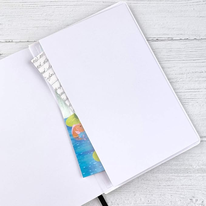 RICCO BELLO Wide Ruled Hardcover Diary Journal School Notebook for Kids, Tweens - Bookmark, Band Closure, Storage Pocket, 5.7 x 8.4 Inches, 192 Pages (Blue Shark)