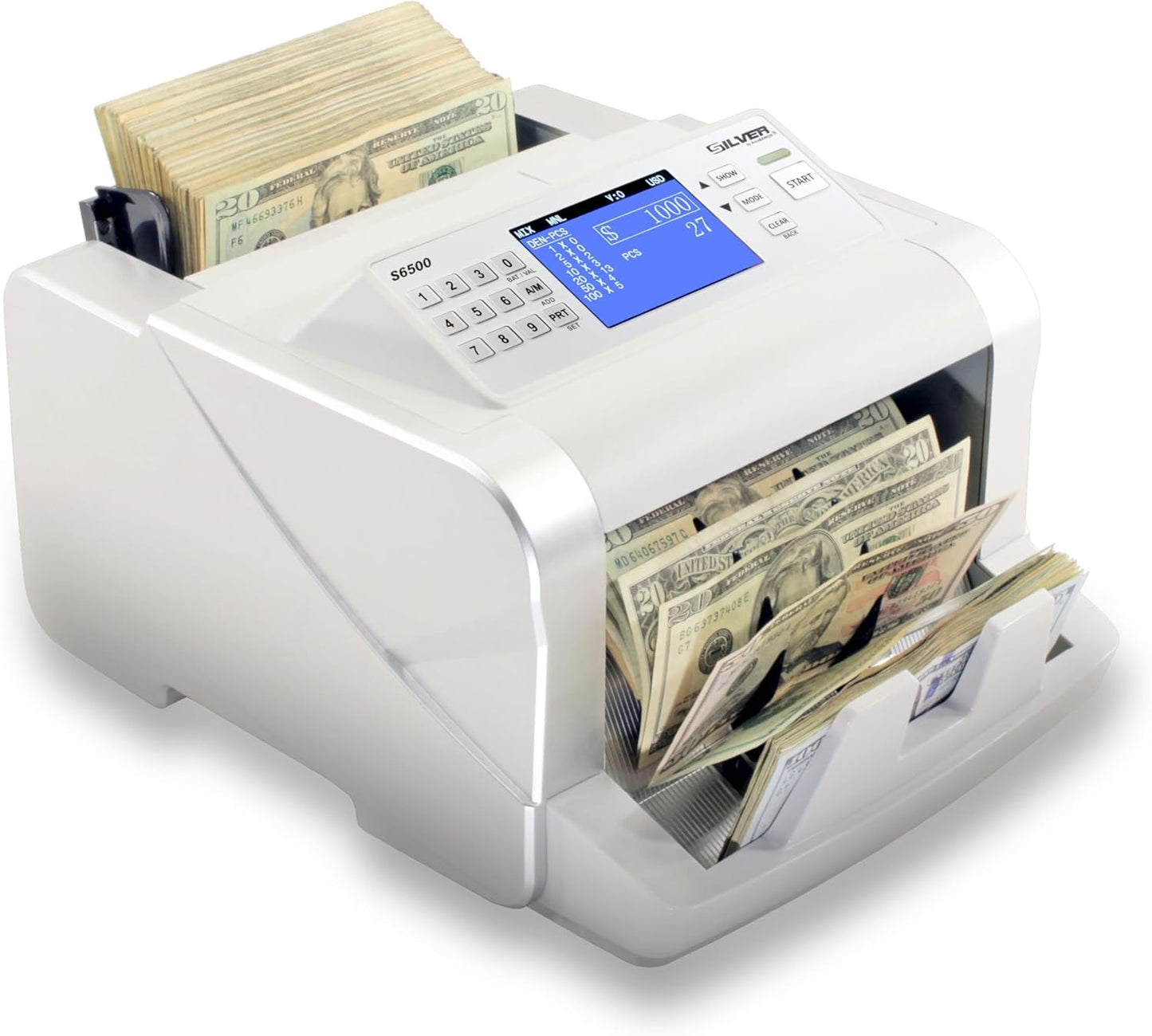 Money Counter Machine, USD EUR CAD GBP MXN Quick Mixed Denomination Bill Counter, 5-Point Counterfeit Detection UV/MG/IR/DD/MT/DBL/HLF/CHN, S6500
