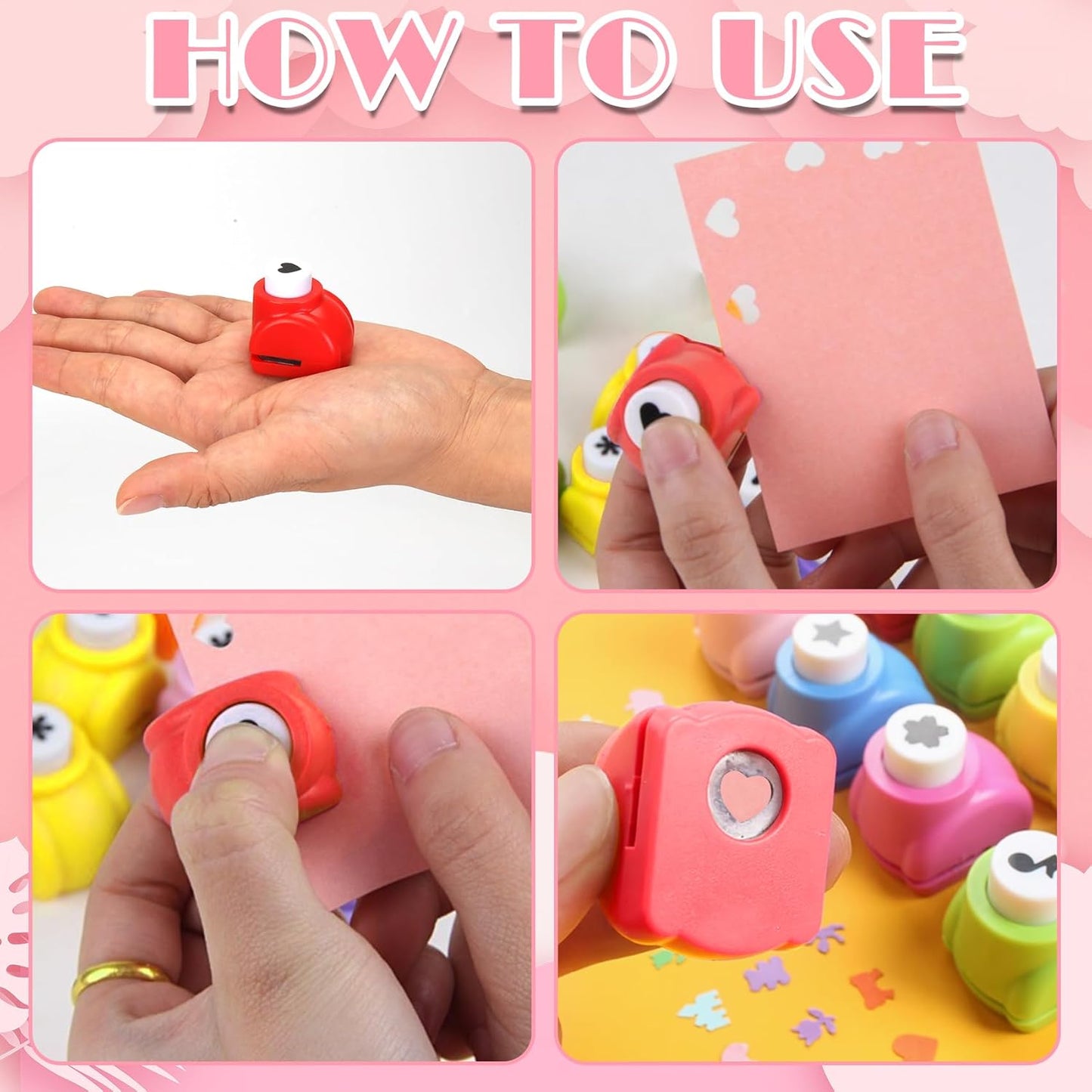 Paper Punches, Punch Craft Set Punches, Hole Punch Shapes Scrapbooking Supplies for Kindergarten Teacher Office Supplies and DIY Arts (Cute 2pcs + Mini 15pcs)