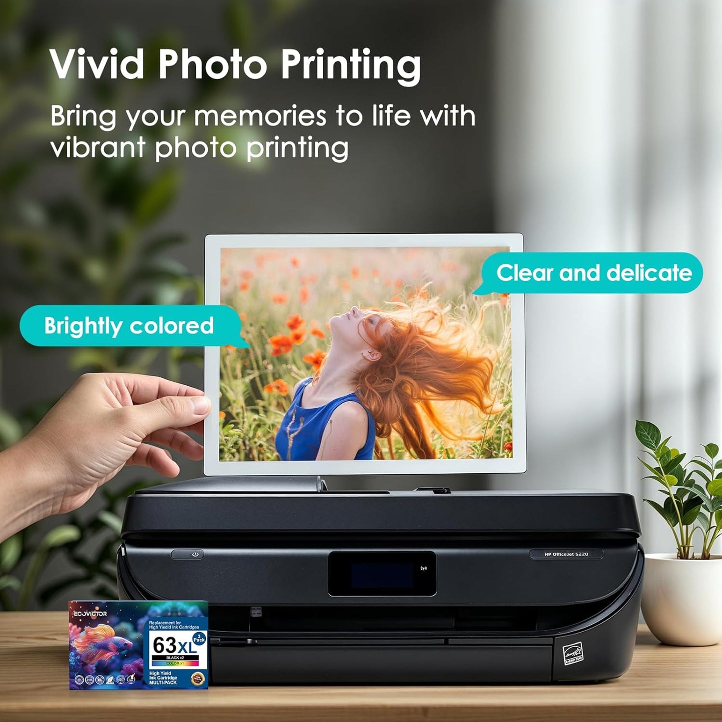 63XL Ink Cartridges Replacement for HP Ink 63 XL (2 Black and 1 Color Combo 3-Pack) for HP63 HP63XL 3830 4650 4520 4512 4510 4652 4655 5200 5255 5252 5258 3630 3632 2132 1112 2130 Printer