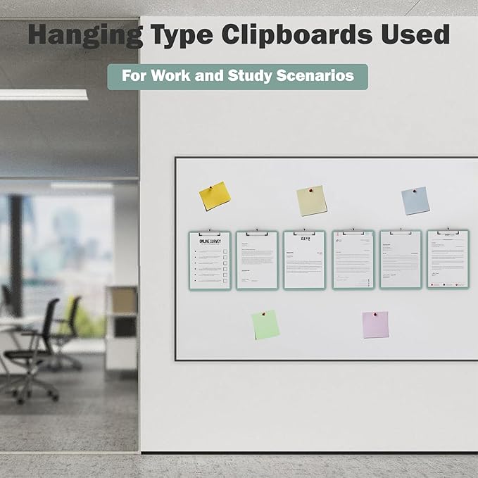 Plastic Clipboards 6 Pack, A4 Deep Green Clip Board 8.5x11 for Classroom, Students, Kid, Woman, Size 9" x 12.5" with Low Profile Clip, Office & School Supply