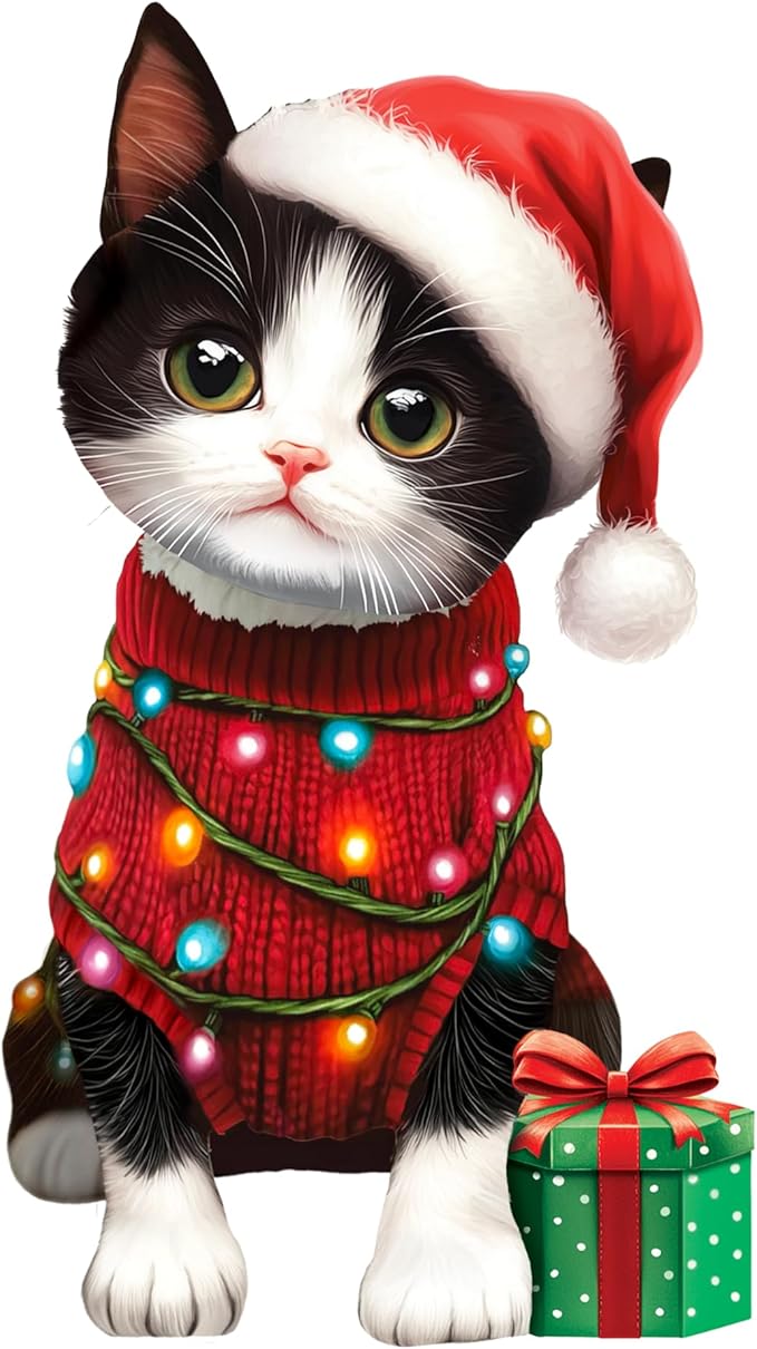 Freshcut Paper Pop Up Cards, Mini Christmas Kitten, 6 Inch Mini Sized 3D Cat Gifts, Popup Greeting Card, Christmas Cards, Holiday Card, Blank Notecard & Envelope